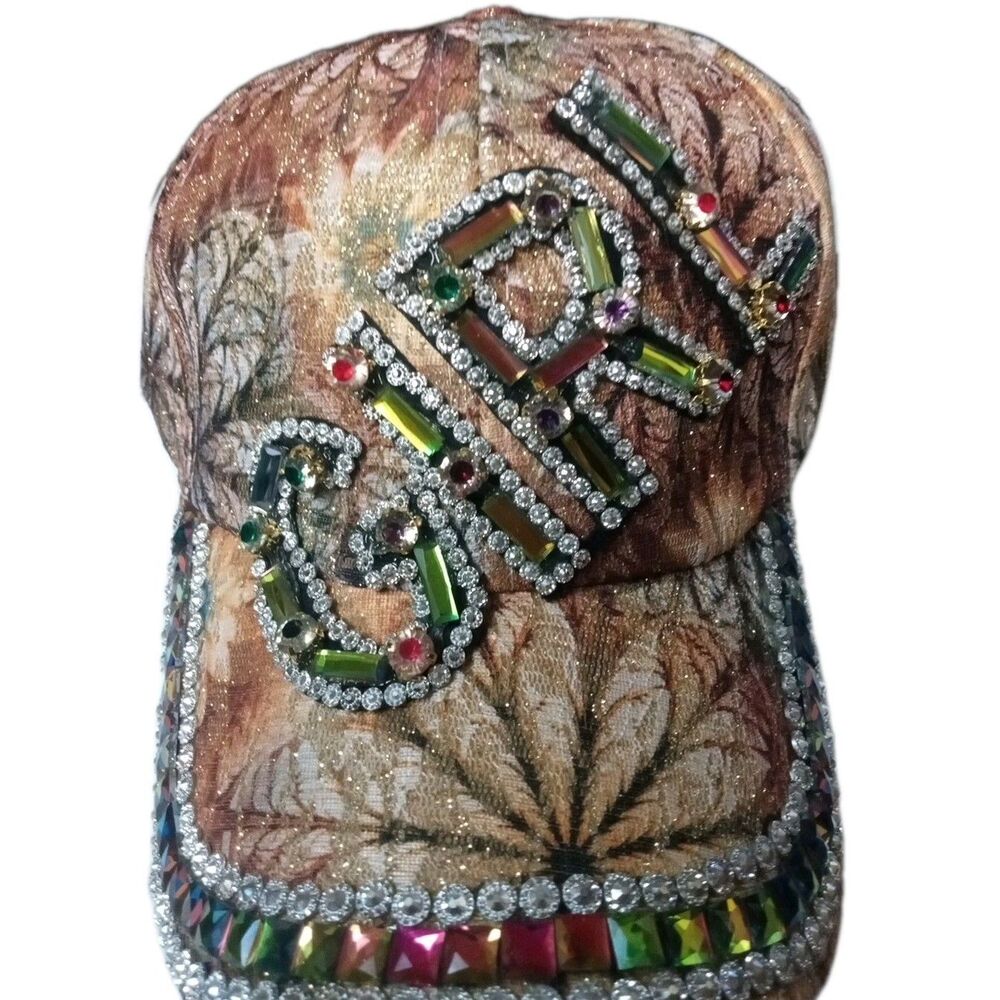 Women's Fashion Baseball Cap, Bling"Girl" Rhinestone Pearl & Diamonds